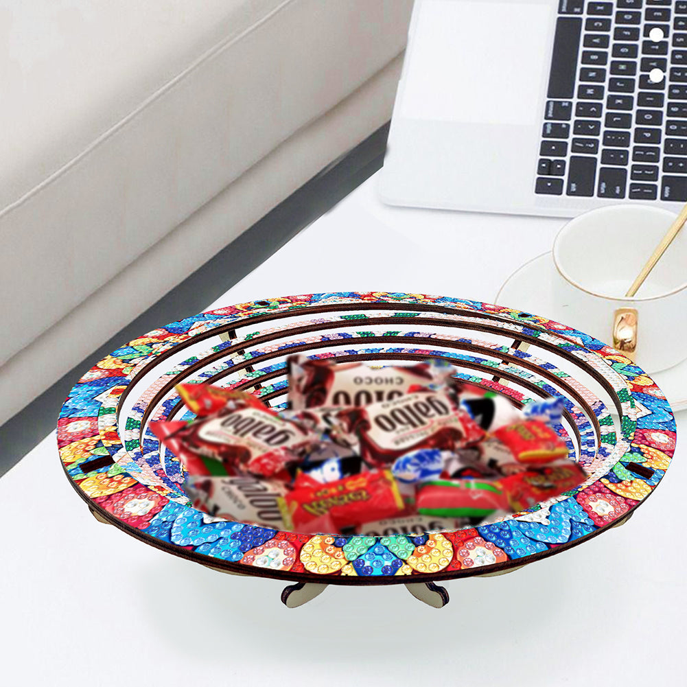 Diamond Painting Wooden Serving Tray Decorative Diamond Painting Dining Plate(B)