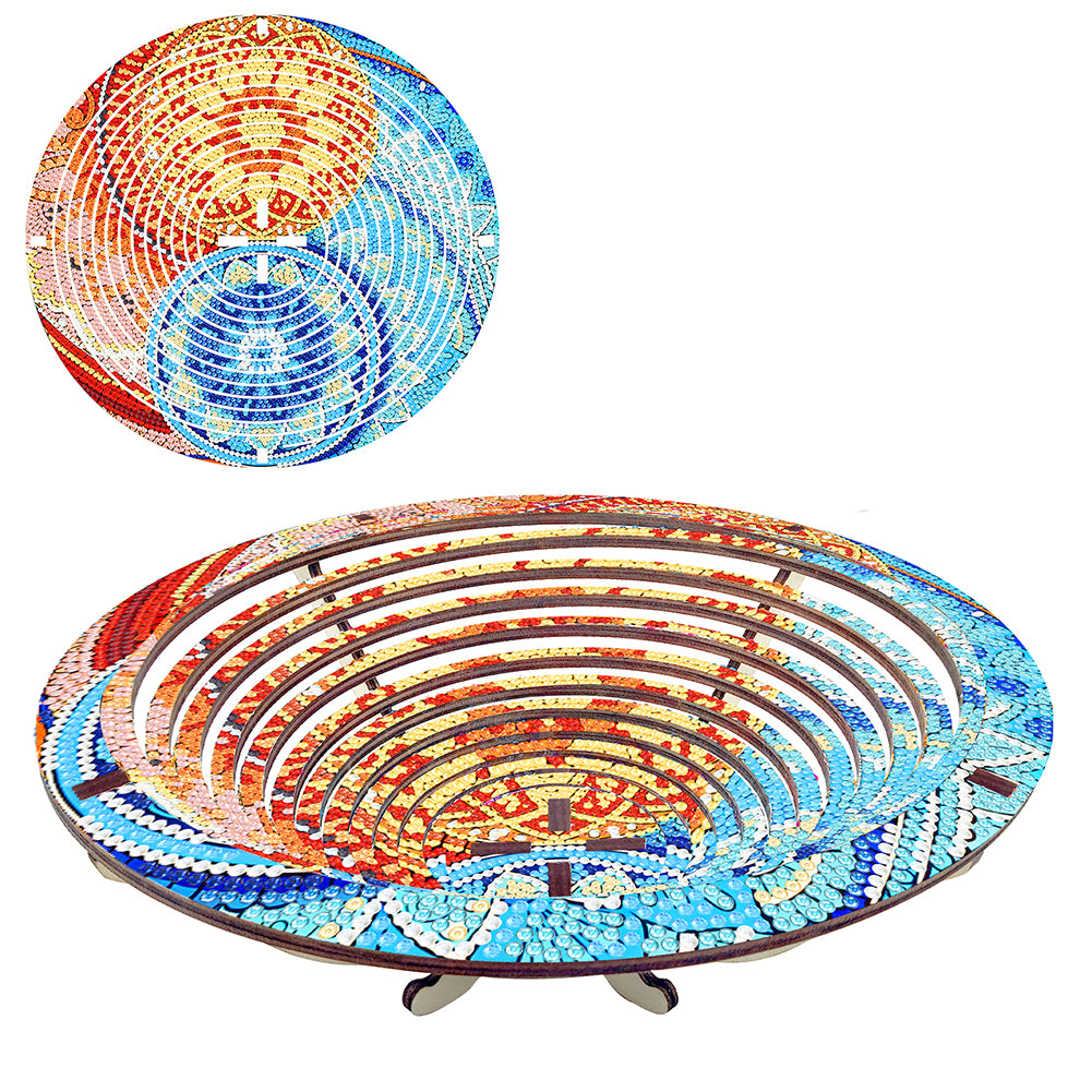 Diamond Painting Wooden Serving Tray Decorative Diamond Painting Dining Plate(D)