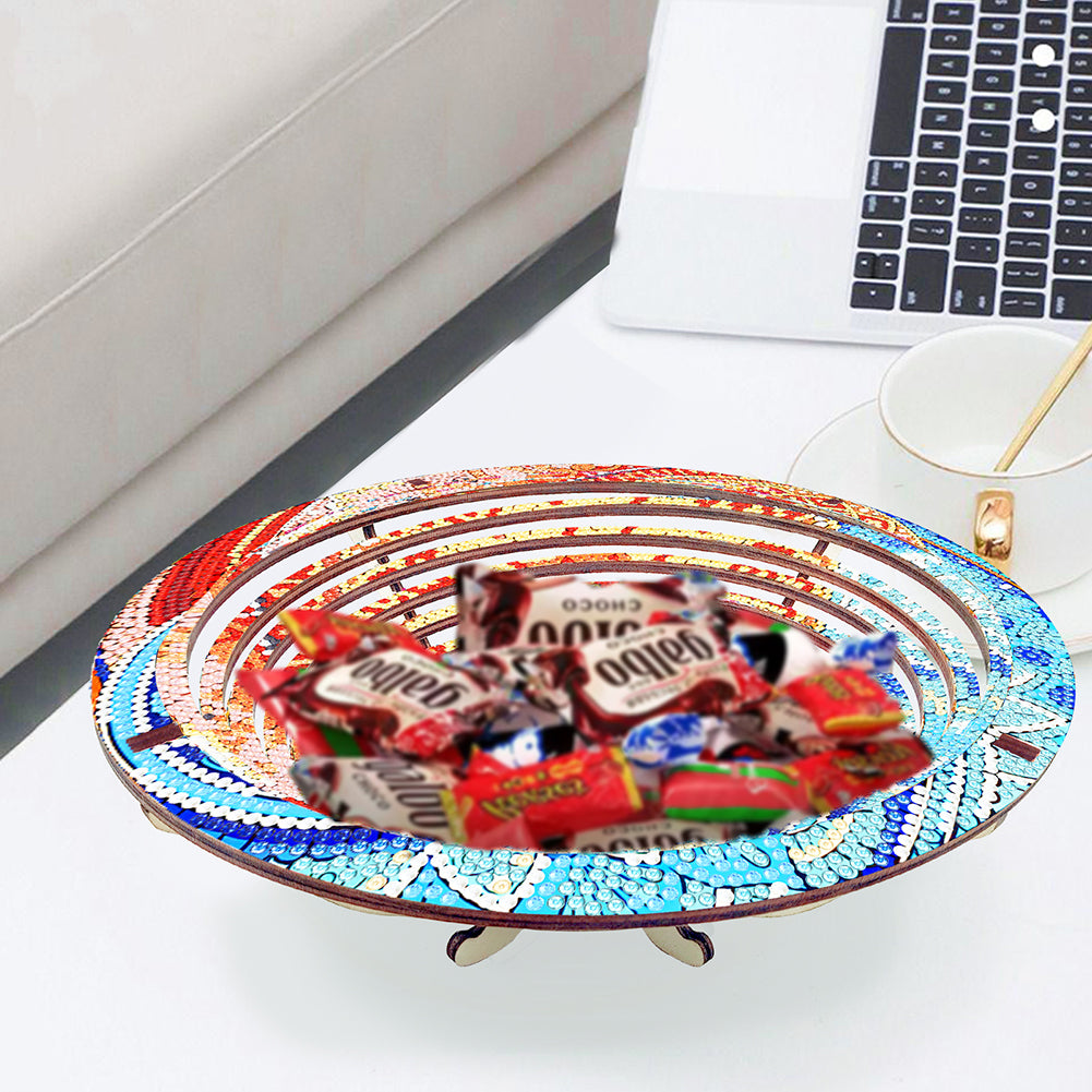 Diamond Painting Wooden Serving Tray Decorative Diamond Painting Dining Plate(D)