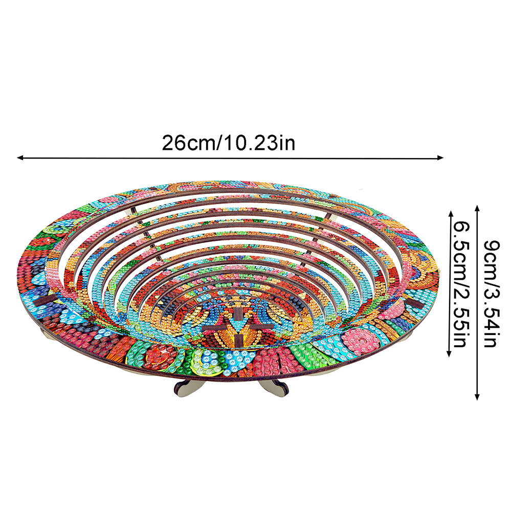Diamond Painting Wooden Serving Tray Decorative Diamond Painting Dining Plate(F)