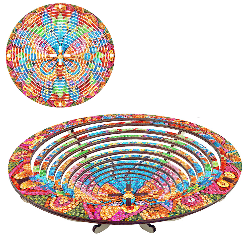Diamond Painting Wooden Serving Tray Decorative Diamond Painting Dining Plate(G)