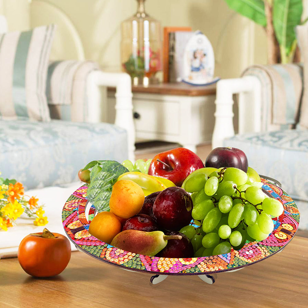 Diamond Painting Wooden Serving Tray Decorative Diamond Painting Dining Plate(G)
