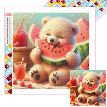 Load image into Gallery viewer, Diamond Painting - Full Square - Bear Eating Watermelon (30*30CM)