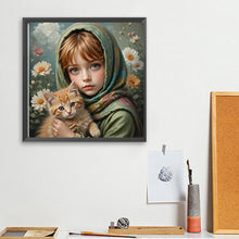 Load image into Gallery viewer, Diamond Painting - Full Square - Little Girl Holding Cat And Dog (40*40CM)