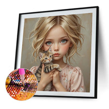 Load image into Gallery viewer, Diamond Painting - Full Square - Little Girl Holding Cat And Dog (40*40CM)