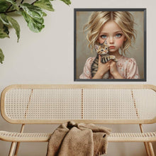 Load image into Gallery viewer, Diamond Painting - Full Square - Little Girl Holding Cat And Dog (40*40CM)