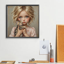 Load image into Gallery viewer, Diamond Painting - Full Square - Little Girl Holding Cat And Dog (40*40CM)