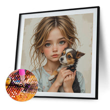 Load image into Gallery viewer, Diamond Painting - Full Square - Little Girl Holding Cat And Dog (40*40CM)
