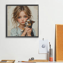 Load image into Gallery viewer, Diamond Painting - Full Square - Little Girl Holding Cat And Dog (40*40CM)