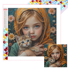 Load image into Gallery viewer, Diamond Painting - Full Square - Little Girl Holding Cat And Dog (40*40CM)
