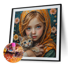 Load image into Gallery viewer, Diamond Painting - Full Square - Little Girl Holding Cat And Dog (40*40CM)