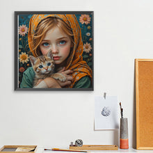 Load image into Gallery viewer, Diamond Painting - Full Square - Little Girl Holding Cat And Dog (40*40CM)