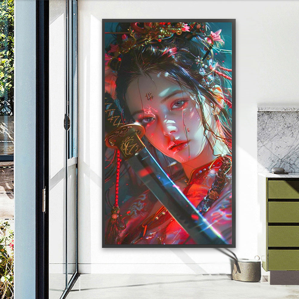 AB Diamond Painting - Full Round - Oriental Sword-Wielding Girl (40*70CM)