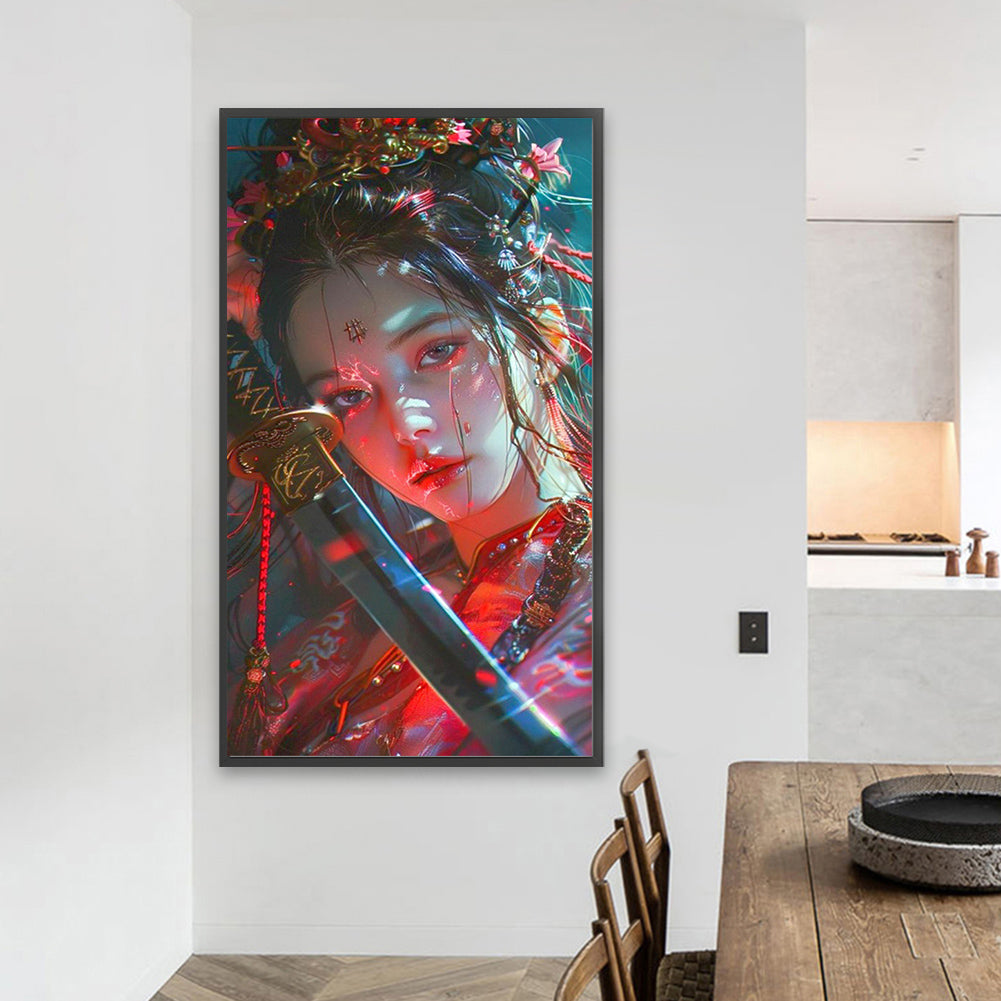 AB Diamond Painting - Full Round - Oriental Sword-Wielding Girl (40*70CM)