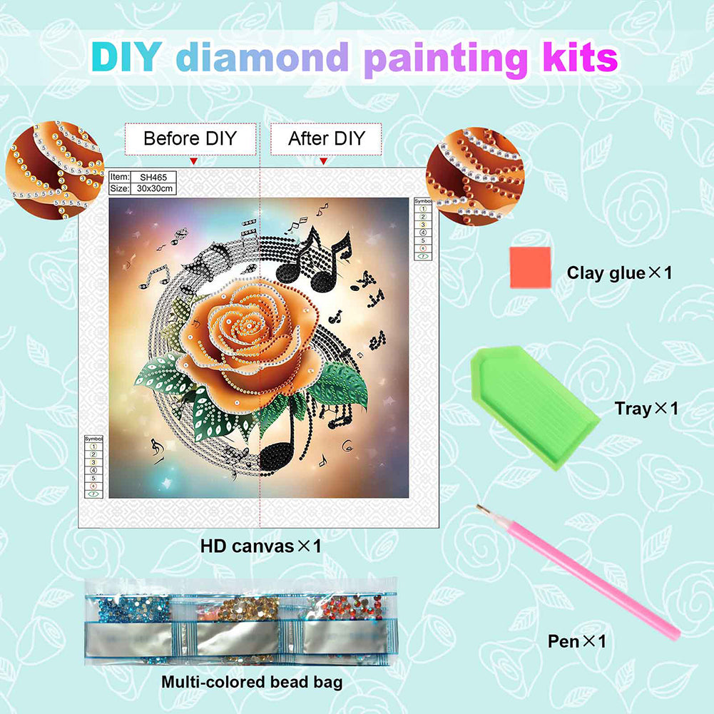 Diamond Painting - Partial Special Shaped - Musical Symbols (30*30CM)