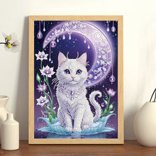 Load image into Gallery viewer, Diamond Painting - Partial Special Shaped - Purple Moonlight Cat (30*40CM)
