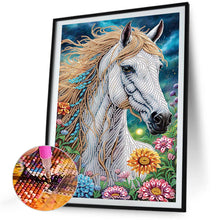 Load image into Gallery viewer, Diamond Painting - Partial Special Shaped - Flower White Horse (30*40CM)