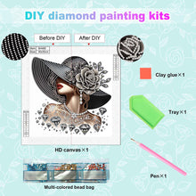 Load image into Gallery viewer, Diamond Painting - Partial Special Shaped - Elegant Hat Woman (30*30CM)