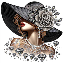Load image into Gallery viewer, Diamond Painting - Partial Special Shaped - Elegant Hat Woman (30*30CM)