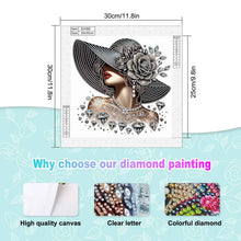 Load image into Gallery viewer, Diamond Painting - Partial Special Shaped - Elegant Hat Woman (30*30CM)