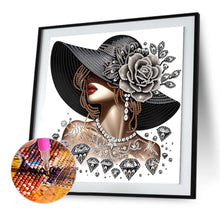 Load image into Gallery viewer, Diamond Painting - Partial Special Shaped - Elegant Hat Woman (30*30CM)