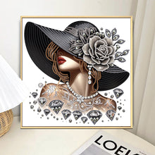 Load image into Gallery viewer, Diamond Painting - Partial Special Shaped - Elegant Hat Woman (30*30CM)
