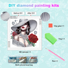 Load image into Gallery viewer, Diamond Painting - Partial Special Shaped - Elegant Hat Woman (30*30CM)