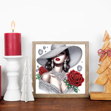 Load image into Gallery viewer, Diamond Painting - Partial Special Shaped - Elegant Hat Woman (30*30CM)