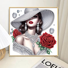 Load image into Gallery viewer, Diamond Painting - Partial Special Shaped - Elegant Hat Woman (30*30CM)