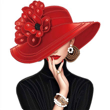 Load image into Gallery viewer, Diamond Painting - Partial Special Shaped - Elegant Hat Woman (30*30CM)