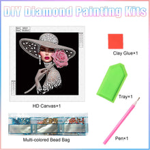 Load image into Gallery viewer, Diamond Painting - Partial Special Shaped - Elegant Hat Woman (30*30CM)