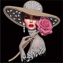 Load image into Gallery viewer, Diamond Painting - Partial Special Shaped - Elegant Hat Woman (30*30CM)