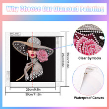Load image into Gallery viewer, Diamond Painting - Partial Special Shaped - Elegant Hat Woman (30*30CM)