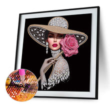 Load image into Gallery viewer, Diamond Painting - Partial Special Shaped - Elegant Hat Woman (30*30CM)