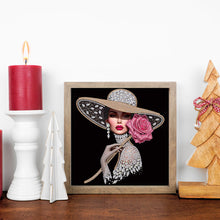 Load image into Gallery viewer, Diamond Painting - Partial Special Shaped - Elegant Hat Woman (30*30CM)