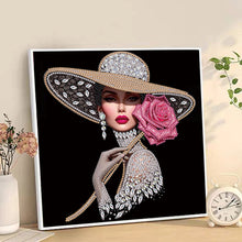 Load image into Gallery viewer, Diamond Painting - Partial Special Shaped - Elegant Hat Woman (30*30CM)