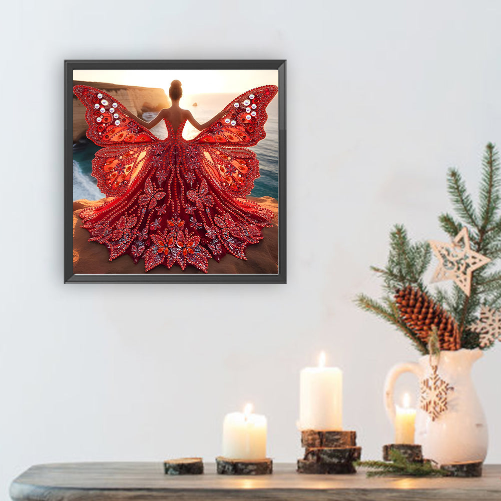 Diamond Painting - Partial Special Shaped - Angel Wings Girl (30*30CM)