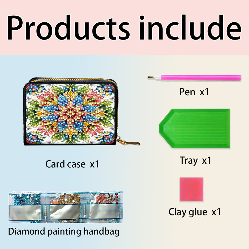 Diamond Painting Card Holder Coin Purse Diamond Art Wallet Pouch for Women (L)