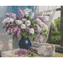 Load image into Gallery viewer, Diamond Painting - Full Round - Lavender Vase On The Windowsill (60*50CM)