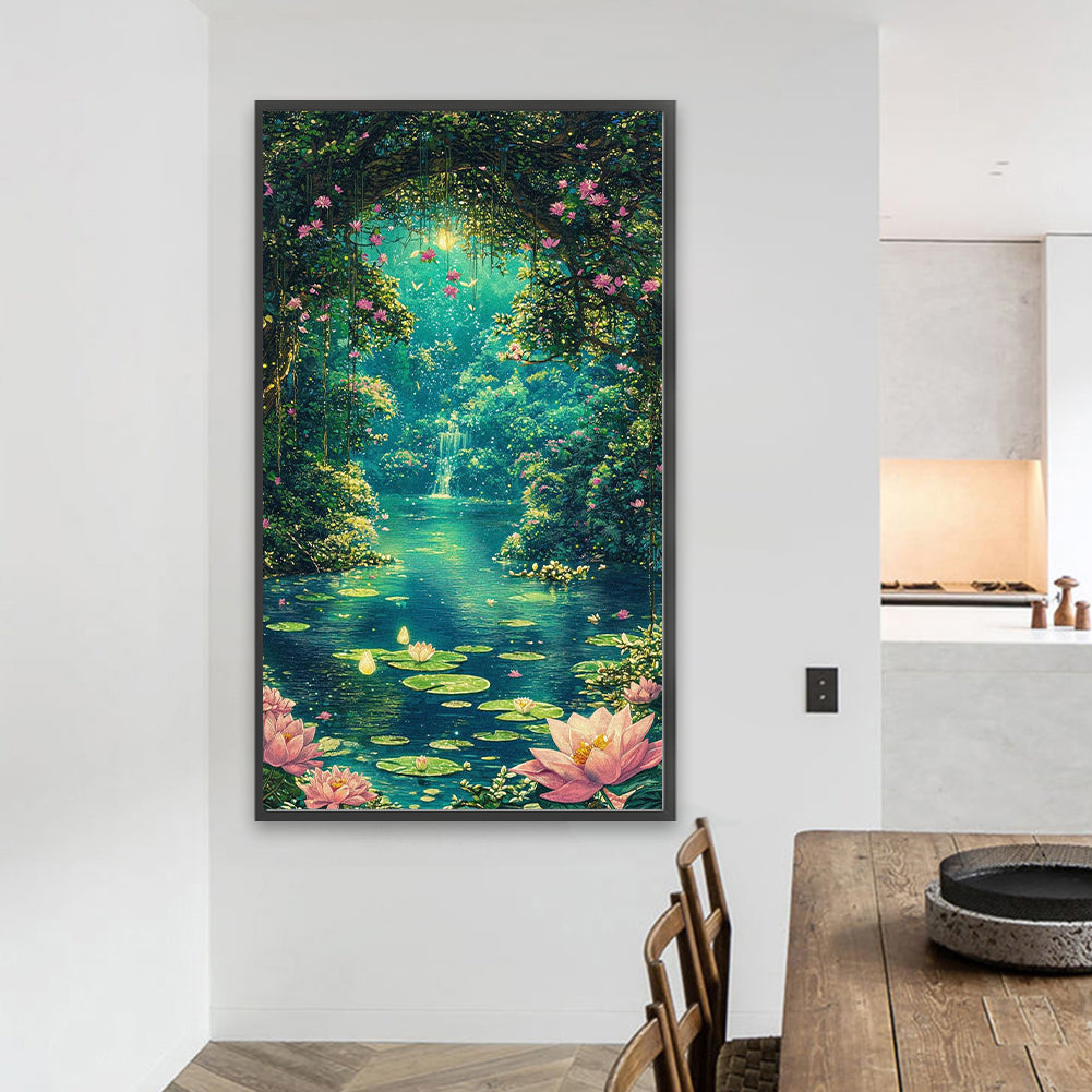 Diamond Painting - Full Round - Lotus Pond In The Cave (40*70CM)