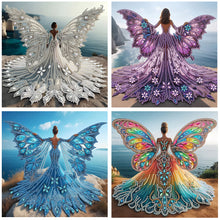 Load image into Gallery viewer, 4 Pcs Diamond Painting - Partial Special Shaped - Girl With Angel Wings (30*30CM)