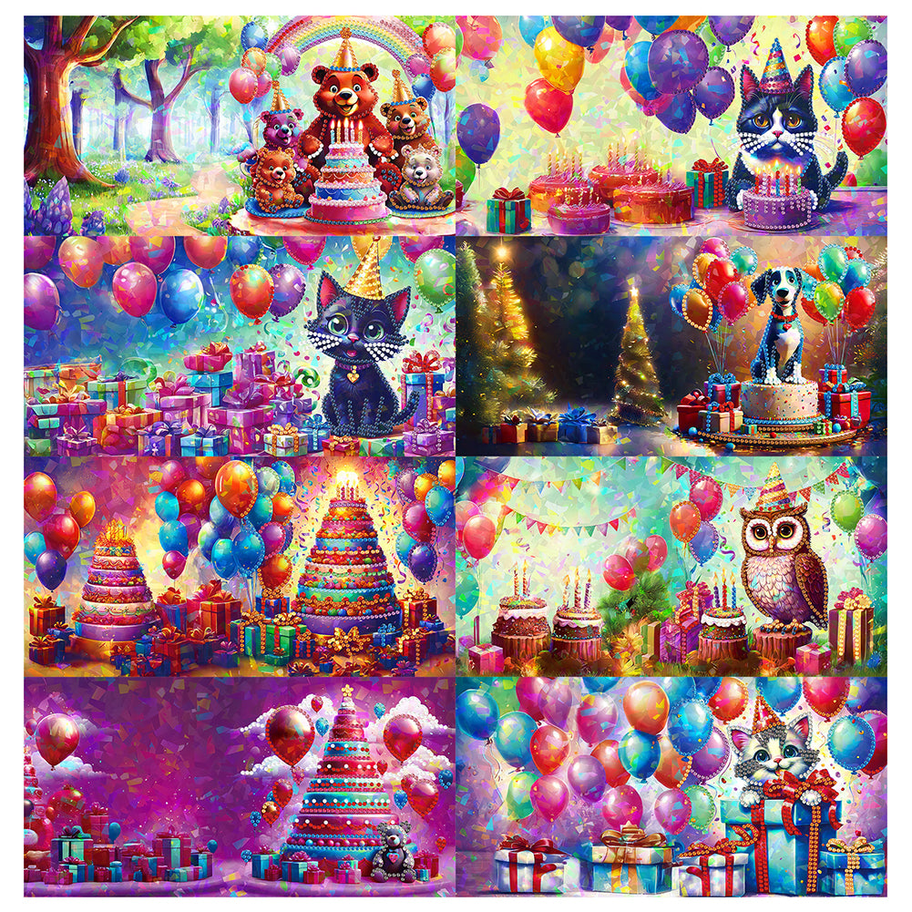 8Pcs Animals Party Diamond Painting Greeting Card for Family Friends Gift