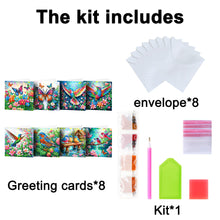 Load image into Gallery viewer, 8Pcs Hummingbirds Butterfly Diamond Painting Wish Card for Family Friends Gift