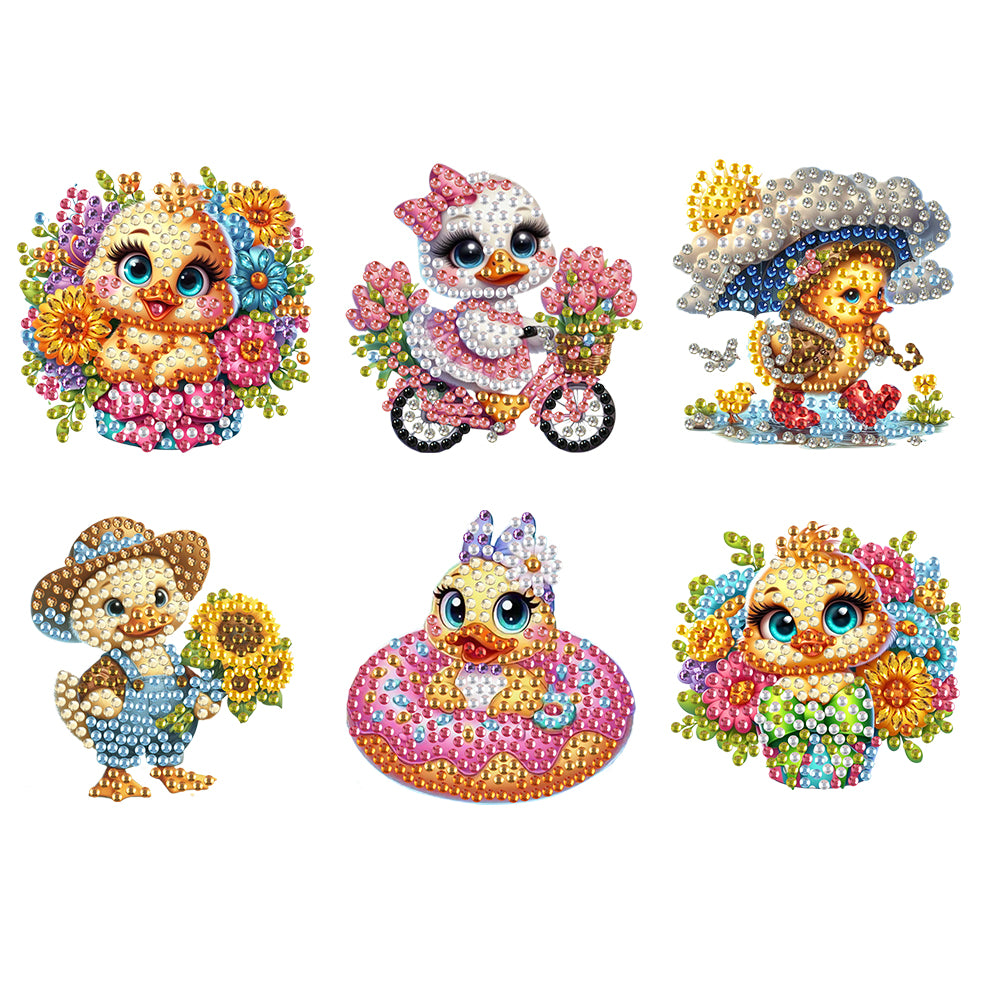 6Pcs DIY Diamond Painting Refrigerator Magnets Diamond Art Kits for Adults(Duck)