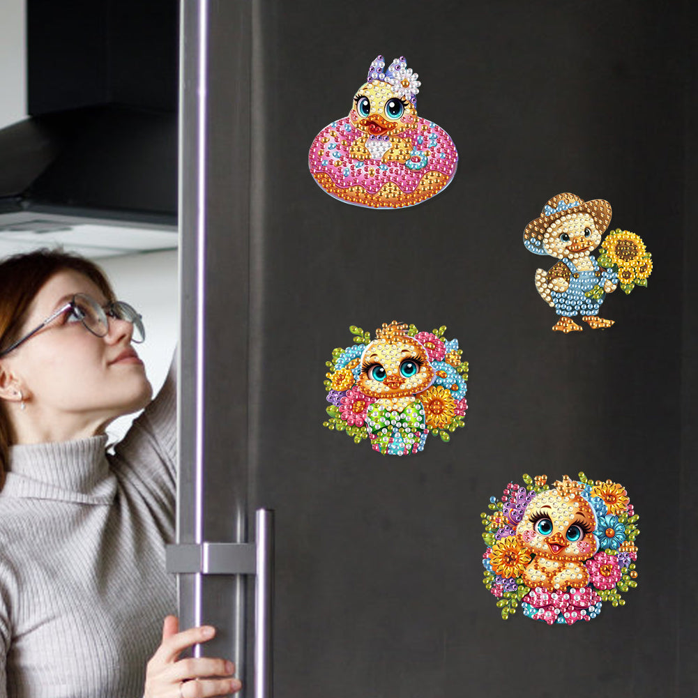 6Pcs DIY Diamond Painting Refrigerator Magnets Diamond Art Kits for Adults(Duck)