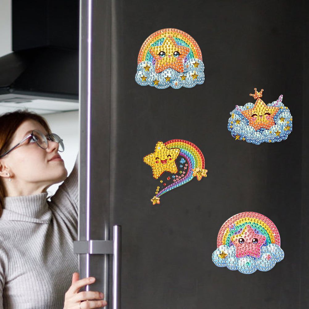 6Pcs DIY Diamond Painting Refrigerator Magnets Diamond Art Kits for Adults(Star)