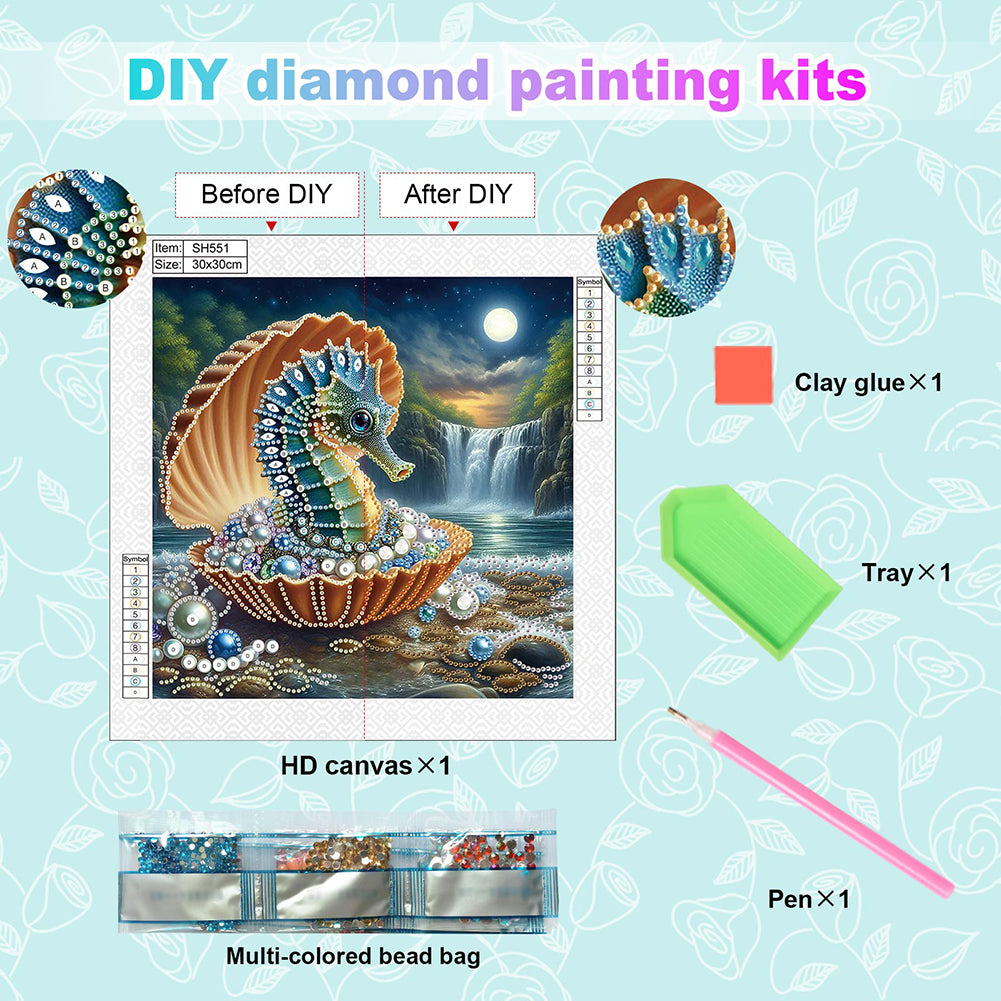 Diamond Painting - Partial Special Shaped - Jewelry Seahorse (30*30CM)