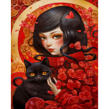 Load image into Gallery viewer, Diamond Painting - Full Round - Girl And Cat (40*50CM)