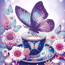 Load image into Gallery viewer, 4 Pcs Diamond Painting - Partial Special Shaped - Purple Butterfly (30*30CM)