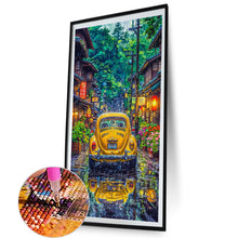 Load image into Gallery viewer, AB Diamond Painting - Full Round - Yellow Car On The Street In The Rain (40*70CM)